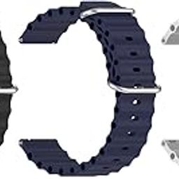 AONES 22mmPack of 3 Ocean Silicone Watch Strap Compatible for Fastrack Limitless Xr1 Smart Watch Band-image-31