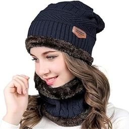 OLDA ENTERPRISE Whool Beanie Cap & Muffler for Mens & Women's Winter Cap, Woolen Cap with Neck Muffler Winter Muffler for Women Soft Woolen Muffler & Cap-image-12