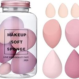 URBANMAC Makeup Sponge Set Beauty Blender with Egg Case, Soft Sponge For Liquid Foundation, Creams, and Powders Latex Free Wet and Dry Makeup (Multicolor 4 Big + 3 Mini -7 Pcs set)-34