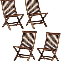 Handwoody Wooden Garden Chairs Set of 4 | 4 Folding Chairs for Patio | Patio Chairs | Balcony,Garden and Outdoor - Rich Walnut Finish-image-72