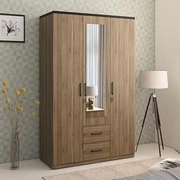 Spacewood Hover 3 Door Wardrobe | Vermount Finish | Engineered Wood Almirah with 3 Drawers (1 Lockable) & 2 Hanging Spaces | Bedroom Cupboard Almari | 3-Year Warranty-18