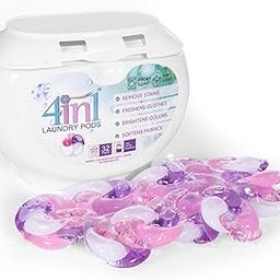 4IN1 LAUNDRY PODS Matic 4 In 1 Smart Shots 32 Pcs, Laundry Detergent Tablets Pods For Tough Stain Removal In Front Load & Top Load Washing Machines, Fragrance + Care (32 Pcs)-4