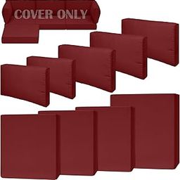 Cethytirko 9 Piece Outdoor Patio Waterproof Cushion Covers, Fits 4-Seat Wicker Rattan Sectional Couch Chair Furniture Cover Replacement Set - Fade-Resistant Patio Cushion Covers with Zipper-image-6