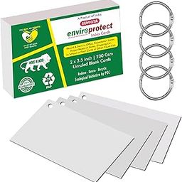 Suvigya Pre Punched Unruled Index Flash Cards with Binder Rings, Blank Plain, 2x3.5 Inch, Small Size, 200 Gsm Ivory Cardstock, White, Pack of 200 Sheets with 4 Rings-29