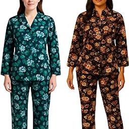 Women’s Printed Full Length Co-Ord Set Combo | Pack of Two-Piece Set - (Multicolour)-image-61
