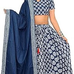 Womens Lehenga Choli Cotton Indigo (S81)-image-8