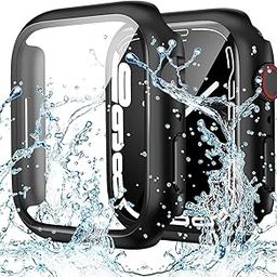 Boxome Watch Cover Compatible with Apple Watch Series 6 | 5 | 4 | SE (40mm) | with Glass Screen Protector | (Black, 40mm)-image-99