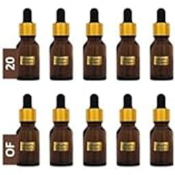 All Naturals Glass Bottles with Dropper and Metallic Cap for Essential Oils, Blends, DIY Perfumes, Face Oil (Amber, 30ml each)-picture-16