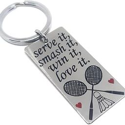 Gift Keychain For Badminton Person Men Women Girls Boys Friends Husband Stainless Steel Silver Keychain-33