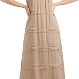 Women's Brown Solid Pleated Maxi Dress-image-46