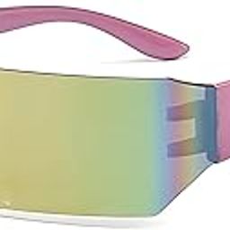 Futuristic Series Shield Wraparound Sunglasses | Trendy Rimless One-Piece Shades for Men & Women-image-22