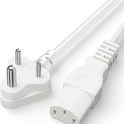 FEDUS Power Cord 1.8M Replacement Power Cable, India Plug IEC Computer Mains Power Cable Cord for Desktop 3 pin Power Cable for PC, Power Cable for Monitor SMPS and Printer, Power Supply, TV, White-2