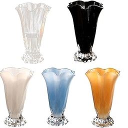 UJEAVETTE Petals Glass Vase Portable Plant Flower Container for Cafe Dining Room Decor Clear-image-37