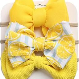 POLKA TOTS Cotton Lemon Print Bow Headband Set - Yellow - Set Of 3-15