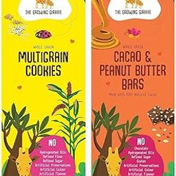 The Growing Giraffe Snack Combo, Wholesome & Nutritious Multigrain Cookies (160g) and Cacao Peanut Butter Bars (160g), Perfect for Family & Gifting-28