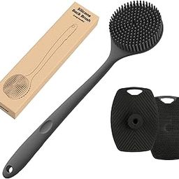 Teneza Silicone Back Scrubber(Thick Bristles) & Soft Bath Glove Set, Super-Exfoliating Body Scrubber & Super-Lathering Shower Body Brush Combination (Black)-image-25