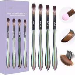 Rubuface Acrylic Brush Set | 4 Pcs Acrylic Nail Brush Set/Nail Extensions | Natural Brushes | sturdy Crystal body, Smooth application | Acrylic Nail Brush, Size 6/8/10/12-7