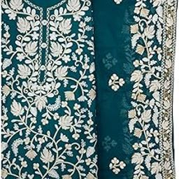 Womens Cotton Kashmiri Embroided Salwar Suit Material (vch18217, Blue, Unstiched)-image-62