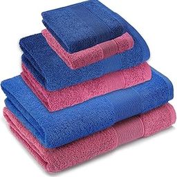Haus & Kinder Harmony Combed Bath Set Pack Of 6 | Ultra Soft, Super Absorbent, 100% Cotton Towels for Men, Women | Bathing Towels For Bathroom, Gym, Travel, Sports & Yoga | 500 GSM | Cobalt & Mulberry-image-23