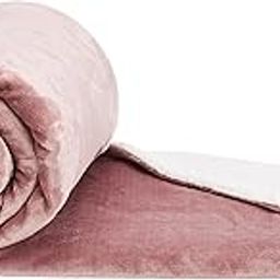 amazon basics Reversible Sherpa Flannel Blanket | Double Bed | 440 GSM | Superior Softness | Modern & Contemporary (Rose)-image-27