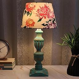tu casa Mangowood French Style Table Lamp for Home Decoration, Bedroom, Living Room, Lounge, Office, Festival Gifting, Study Table (Carnation Print with Satin Shade) H - 20" / No Blub-image-21