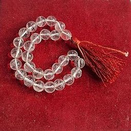 Kedarstore Original and Natural Crystal Clear | Sphatik Round Beads Mala for Jaap (27 Beads) (1 Pc)-image-4