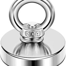 AMIT 1 Piece of 42mm Super Strong Neodymium Fishing Magnets, 30-42 Kgs Vertical Pulling Force Rare Earth Magnet with Hole Eyebolt Diameter for Retrieving in River and Magnetic Fishing-image-59