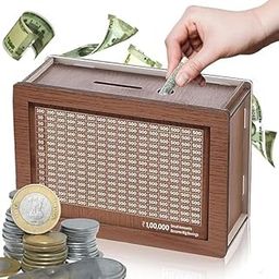 Lupantte Money Saving Box for Adult 100000 -Money Box, Wooden Money Saving Box,1 Lakh Money Saving Box,Money Collecting Box Adults Kids-image-26