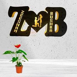 apnaphoto® Wooden Couple Alphabet LED Lamp Customize with Any Alphabet & Name- Marriage Wedding Anniversary Gift Husband Wife Boyfriend Girlfriend 18x2x9 Inch,Brown,Pack of 1 (B07F33VMDC)-image-8
