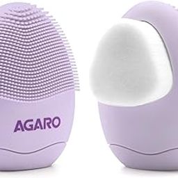 AGARO CB2105 Facial Cleansing Brush, 2-in-1 Soft Bristle & Silicone Facial Cleansing Brush for Exfoliation & Deep Pore Cleansing, Suitable for Sensitive, Delicate and Dry Skin, Purple-35