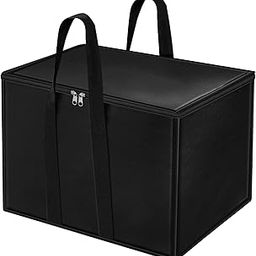 Storite Heavy Duty Nylon 70 L Multi-Purpose Moisture Proof Large Storage Bag for Toys/Stationery/Blankets/Clothes/Moving Bags With Strong Handles Rectangular (Black, 55.8x34x36.8cm)-27