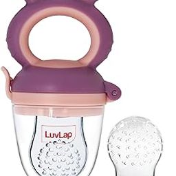 LuvLap Silicone Food/Fruit Nibbler with Extra Mesh, Soft Pacifier/Feeder, Teether for Baby, Infant, Bunny Violet & Pink-20