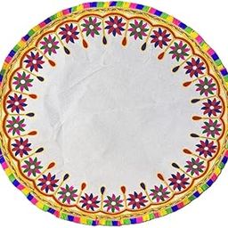 qweiops New Born Baby and Bride's Welcome Swagat Embroidered kutchi Working Modern Welcome Handprint Cloth Kanku Pagla Rumal with Care Bag Pack of 1 (Round)-image-17