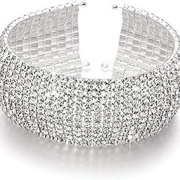 18k Rose Gold and Silver Plated Adjustable Crystal Cuff Bracelet for Women and Girls-8
