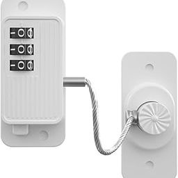 SNOWIE SOFT Child Safety Cabinet Lock, Refrigerator Lock For Children Adhesive Freezer Lock Window Lock With Dial Code Digit Password For Coded Lock, White,1 Count-29