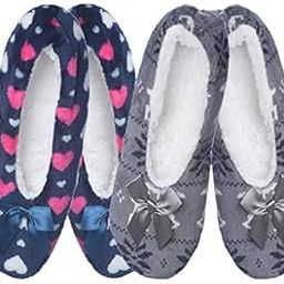 Slipper Socks Women's Super Soft Slipper Belly Socks Winter Fuzzy Velvet Socks Cozy Fluffy Socks Home Sleeping Socks Women & Girl Soft Fleece Slipper Belly Anti Slip Socks Fuzzy Velvet Slipper for winter home Indoor Use Multicolor Free Size(Pack of 2)-image-8