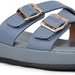 inc.5 Womens Blue Casual Double Strap Round Toe Comfort Flats Slip-On-picture-21