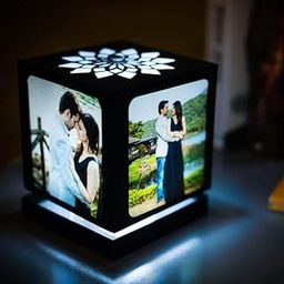 ZOCI VOCI Acrylic Anniversary Gift for Wife-Nostalgia Flora-Rotating LED Photo Lamp |Customized Gift for Couple Special|Personalized Gift for Husband,Custom Photo Gifts (Mini Flower Black)-13