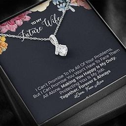 925 Sterling Silver Gift Future Wife Necklace, To My Future Wife, Forever & Always Love Necklace Engagement Gift For Bride, Fiance-image-57