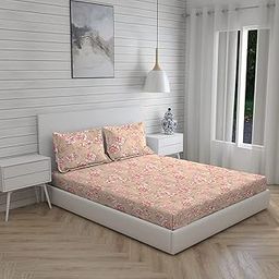 BOUTIQUE LIVING Signature Sateen -1 100% Cotton 300 TC King Sized Double Bedsheet Set (Beige Pink)-image-17