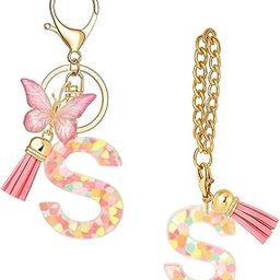 Personalized Butterfly Keychain with Initial Charm - Elegant Pink Tassel & Resin Pendant for Girls, Cute Bag/Purse Accessory-picture-49