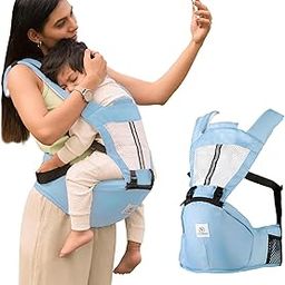 Tinyberg Baby Carrier for 0 to 3 Year Baby, Baby Carrier for Newborn Toddler, TinySnug 4-in-1 Ergonomic Hip Seat, Adjustable Straps, Soft Thigh Padding, Cozy Baby Carry Bag, Up to-15 kg (Sky Blue)-17
