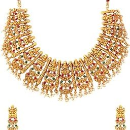 yellow chimes Jewellery Set for Women and Girls Temple Jewellery Set for Women | Gold Plated Traditional Choker Necklace Set | Birthday Gift for girls and women Anniversary Gift for Wife-picture-26