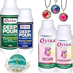 Oytra Art Resin Liquid 1.5 Kg and Deep Pour 1.5Kg Set Crystal Clear High Gloss Coat Craft Materials DIY Casting Set for Beginners Table Top Resin Clock Preservation Large Projects-picture-30