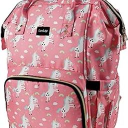 LuvLap Multifunctional Waterproof Diaper Bag for Mothers for Travel, Mother Travel Bag, Premium Oxford Waterproof Material, Large storage capacity with 15 pockets, Pink Unicorn (all over print)-2