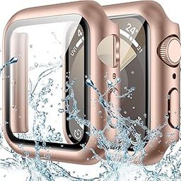 Boxome Watch Cover Compatible with Apple Watch Series 7 | 8 | 9 (41mm) | with Glass Screen Protector | (Rose Gold, 41mm)-image-68