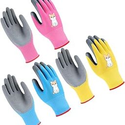 Sosoport 3pairs Cute Gardening Gloves for Boys and Girls Thick Cut-resistant Comfortable Outdoor Gloves for Work Play-image-37