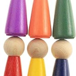 CALANDIS™ 6X Wooden Peg Dolls Tiny People Figures Educational for Toddlers Ornament | Wooden Pieces | Crafting Pieces | Multi-Purpose Craft Supplies-image-86
