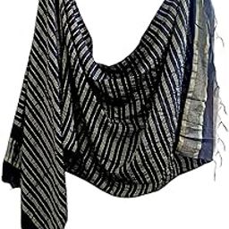 Cotton Silk Blend Lining Golden Striped Dupatta Regular Use Dailywear Fancy Trendy Chunni For Women and Girls Length 2.20m Width 70cm-55
