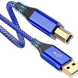rts Usb Printer Cable (2M/6.6 Feet) High Speed Nylon Braided Usb 2.0 Printer Cable Usb-A To Usb-B Cable,Scanner Printer Cord For Hp Canon Dell Epson Brother Lexmark Xerox Samsung Piano Dac&More,Blue-31